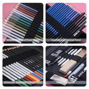 KALOLR YW-PC083  83 in 1 Portable Sketch Tool Water-Soluble Color Lead Metal Color Lead Combination Sketch Drawing Set(Black)
