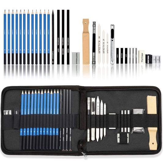 KALOUR 33 in 1 Sketch Pencil Set Beginner Brush Art Supplies(Black) - Art Supplies by KALOUR | Online Shopping South Africa | PMC Jewellery | Buy Now Pay Later Mobicred
