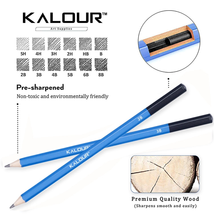 KALOUR 33 in 1 Sketch Pencil Set Beginner Brush Art Supplies(Black) - Art Supplies by KALOUR | Online Shopping South Africa | PMC TechLife | Buy Now Pay Later Mobicred
