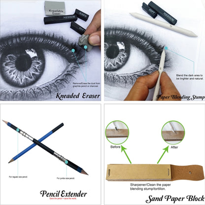 KALOUR 33 in 1 Sketch Pencil Set Beginner Brush Art Supplies(Black) - Art Supplies by KALOUR | Online Shopping South Africa | PMC Jewellery | Buy Now Pay Later Mobicred