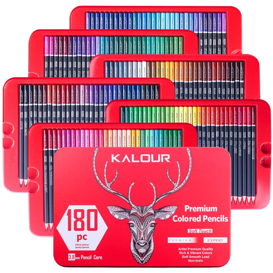 KALOUR 180 Colors Color Lead Set Painted Pencils Art Painting Supplies(Iron Box) - free shipping - PMC Jewellery - Order now!