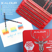 KALOUR 180 Colors Color Lead Set Painted Pencils Art Painting Supplies(Iron Box)