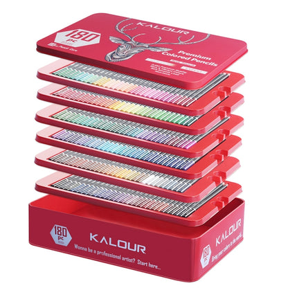 KALOUR 180 Colors Color Lead Set Painted Pencils Art Painting Supplies(Iron Box) - free shipping - PMC Jewellery - Order now!
