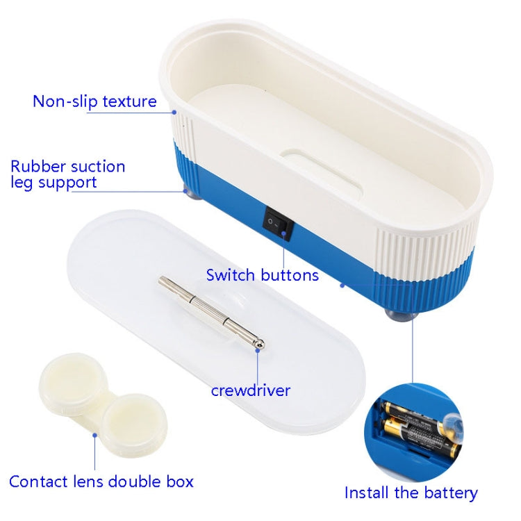3 in 1 Glasses Cleaning Machine Small Contact Lens Glasses Jewelry Watch Cleaner(Blue)