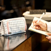 Angoo Large Capacity Pencil Case Cute Canvas Stationery Bag, Color: Black White In The Palm