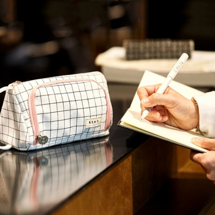 Angoo Large Capacity Pencil Case Cute Canvas Stationery Bag, Color: Black White In The Palm