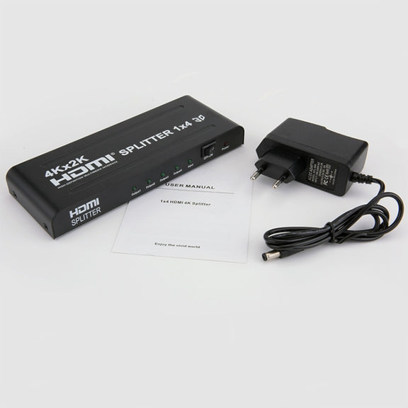 HW-4K104D 1 to 4 4K X 2K Video High-Definition On-Screen HDMI Splitter(EU Plug)