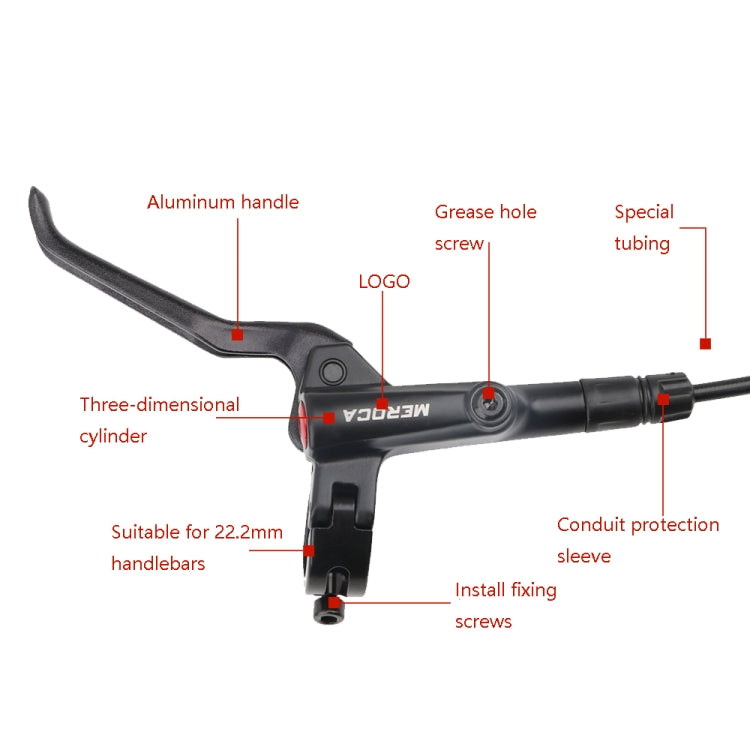 Meroca M800 Bicycle Brake Mountain Bike Universal Bilateral Brake Oil Pressure Disc Brake, Style: Left Back 1400mm + Disc Brake