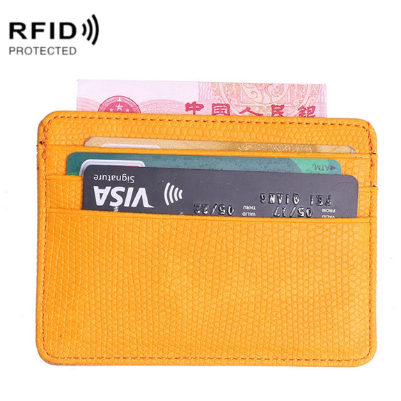 KT1002 RFID Function Lizard Pattern Bank Card Holder PU Business Card Case(Yellow)