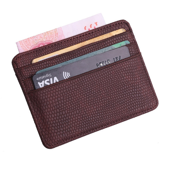 KT1002 RFID Function Lizard Pattern Bank Card Holder PU Business Card Case(Brown)