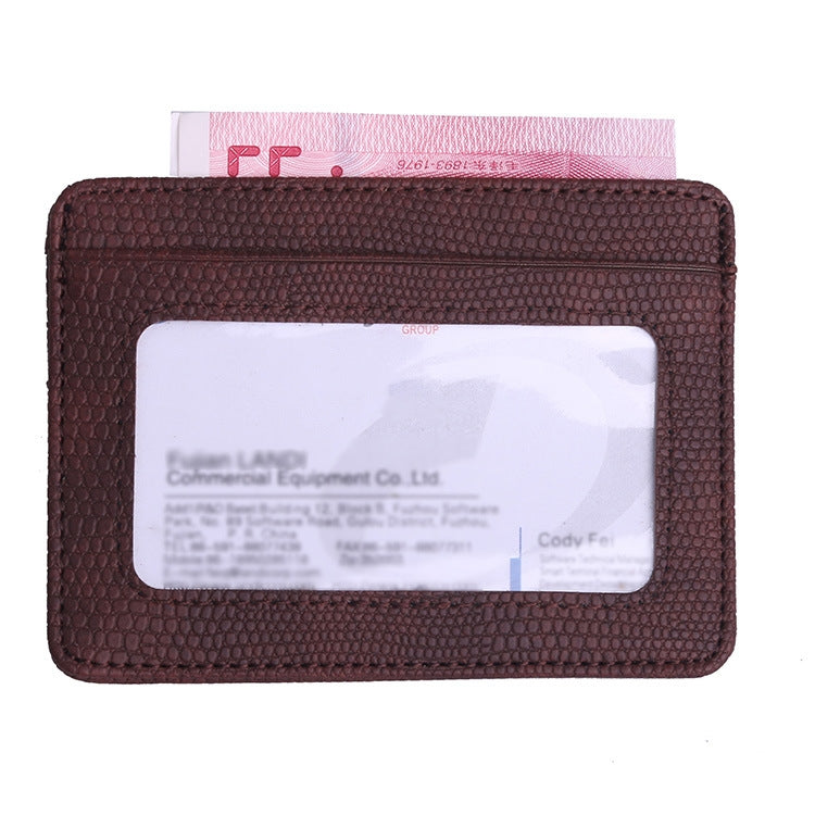 KT1002 RFID Function Lizard Pattern Bank Card Holder PU Business Card Case(Brown)