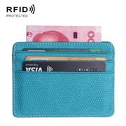 KT1002 RFID Function Lizard Pattern Bank Card Holder PU Business Card Case(Sky Blue)