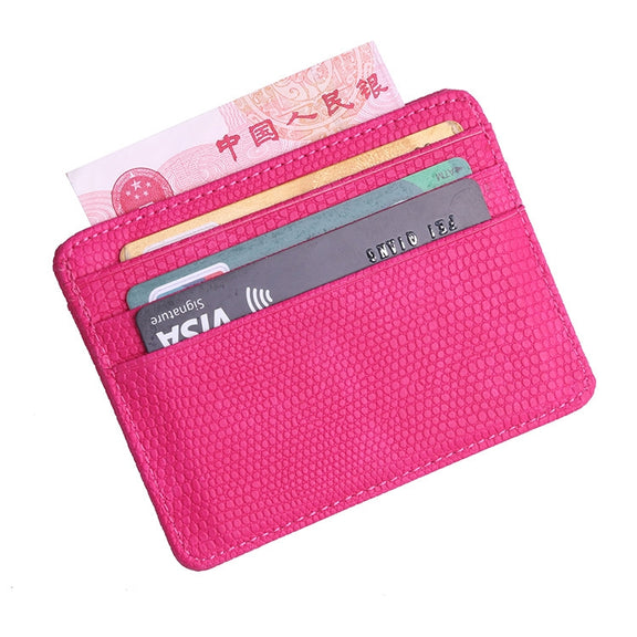 KT1002 RFID Function Lizard Pattern Bank Card Holder PU Business Card Case(Red)
