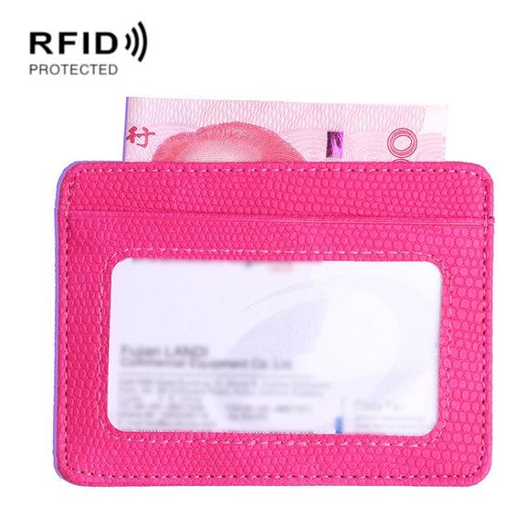 KT1002 RFID Function Lizard Pattern Bank Card Holder PU Business Card Case(Red)