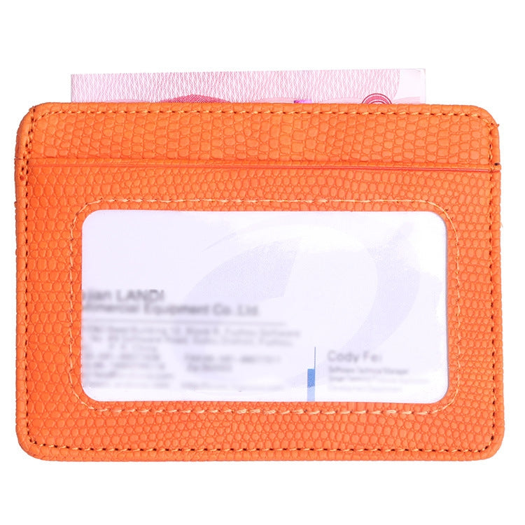 KT1002 RFID Function Lizard Pattern Bank Card Holder PU Business Card Case(Orange)