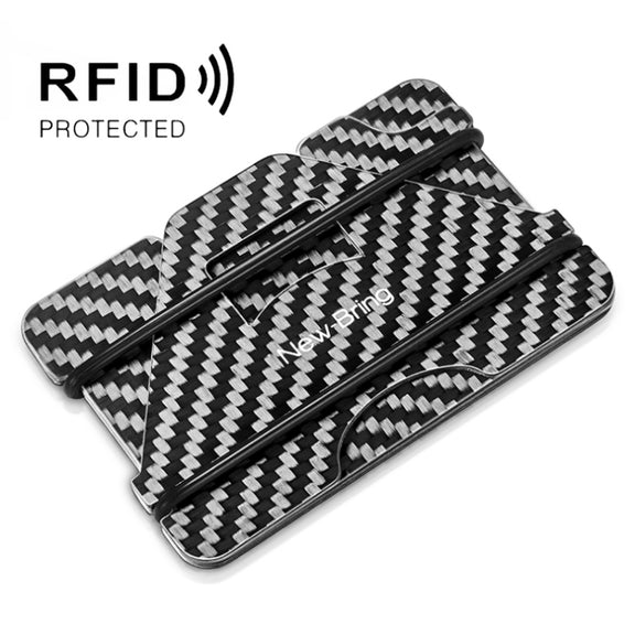 New Bring Metal Card Holder Anti-Demagnetization Anti-Theft Brush Anti-RFID Card Holder Ultra-Thin Card Holder Men Wallet(Carbon Fiber)