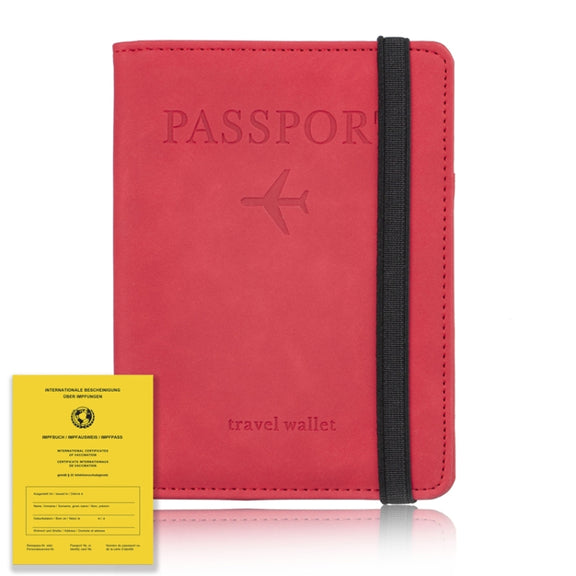 RFID Travel Passport Card Bag Elastic Band Protective Case(Red)