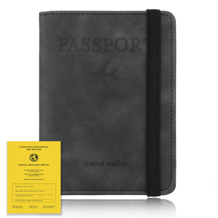 RFID Travel Passport Card Bag Elastic Band Protective Case(Black)