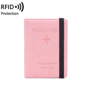 RFID Travel Passport Card Bag Elastic Band Protective Case(Pink)