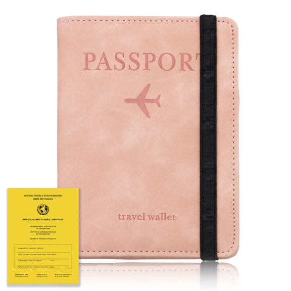 RFID Travel Passport Card Bag Elastic Band Protective Case(Pink)
