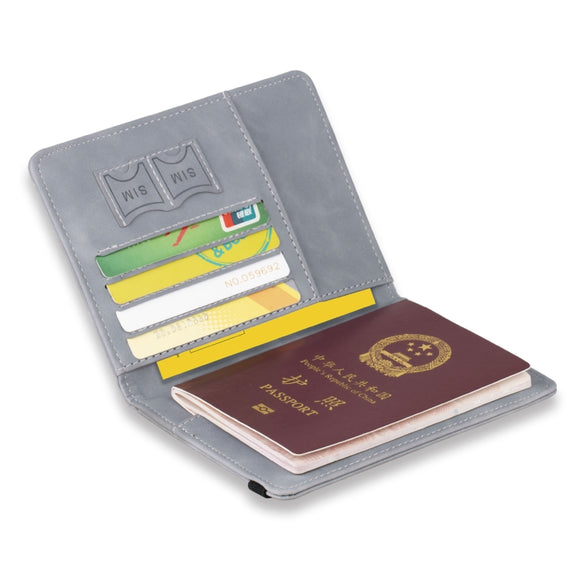 RFID Travel Passport Card Bag Elastic Band Protective Case(Gray)