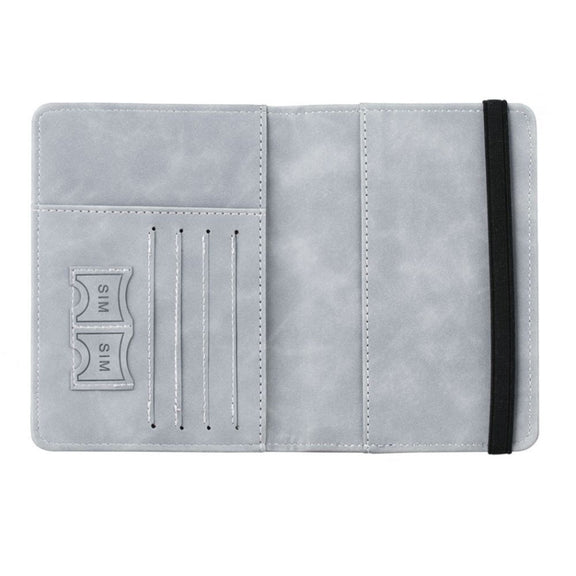RFID Travel Passport Card Bag Elastic Band Protective Case(Gray)