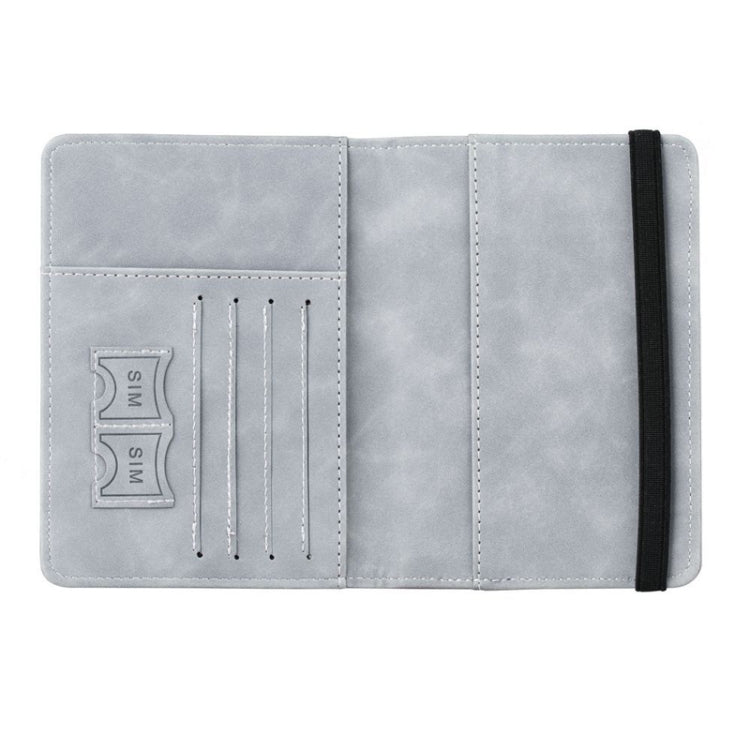 RFID Travel Passport Card Bag Elastic Band Protective Case(Gray)
