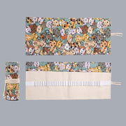 48  Holes Cotton Canvas Large Capacity Pen Curtain Big Face Cute Cat Cartoon Color Pencil Bag