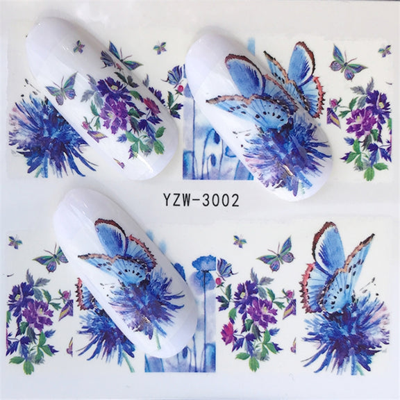 10 PCS Summer Colorful Nail Sticker Water Transfer Nail Decorations(YZW-125)