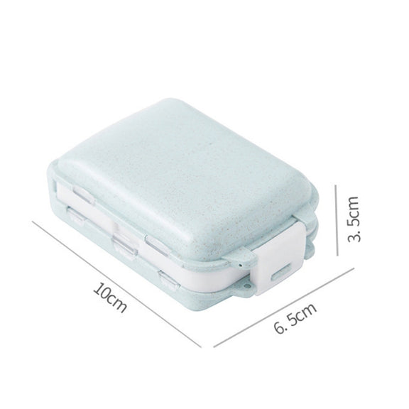 6 PCS C1617 Portable Dispensing Sealed Pill Box Wheat Straw Large-capacity Storage Box(Beige)