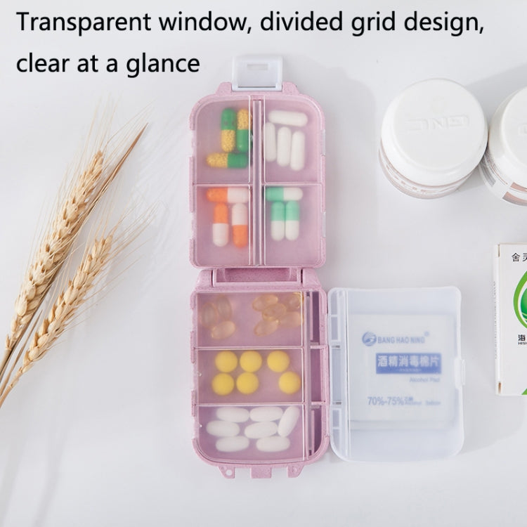 6 PCS C1617 Portable Dispensing Sealed Pill Box Wheat Straw Large-capacity Storage Box(Blue)