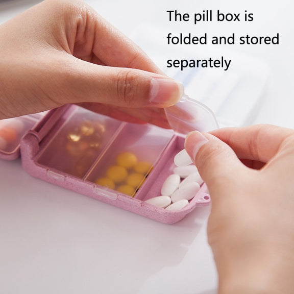 6 PCS C1617 Portable Dispensing Sealed Pill Box Wheat Straw Large-capacity Storage Box(Pink)