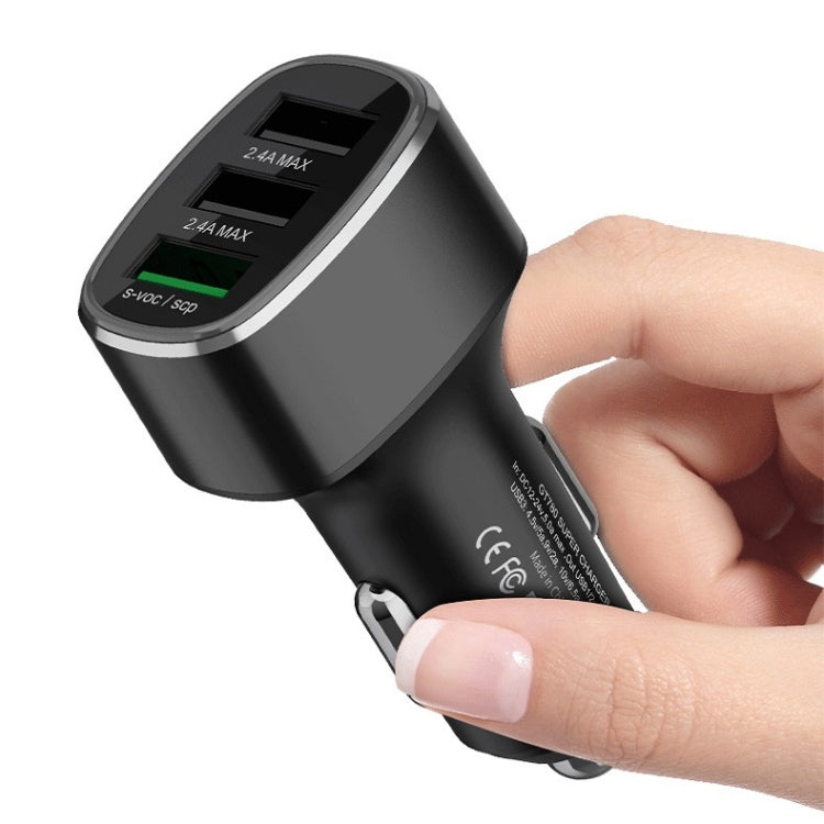 Three USB Ports Car Fast Charging Charger For Huawei/For OPPO/VIVO/OnePlus And Other Flash Charging, Model: GT680 Black