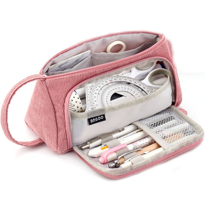 Angoo Student Large-Capacity Stationery Bag Portable Gift Cosmetic Bag(Bean Pink Corduroy) - free shipping - PMC Jewellery - Order now!