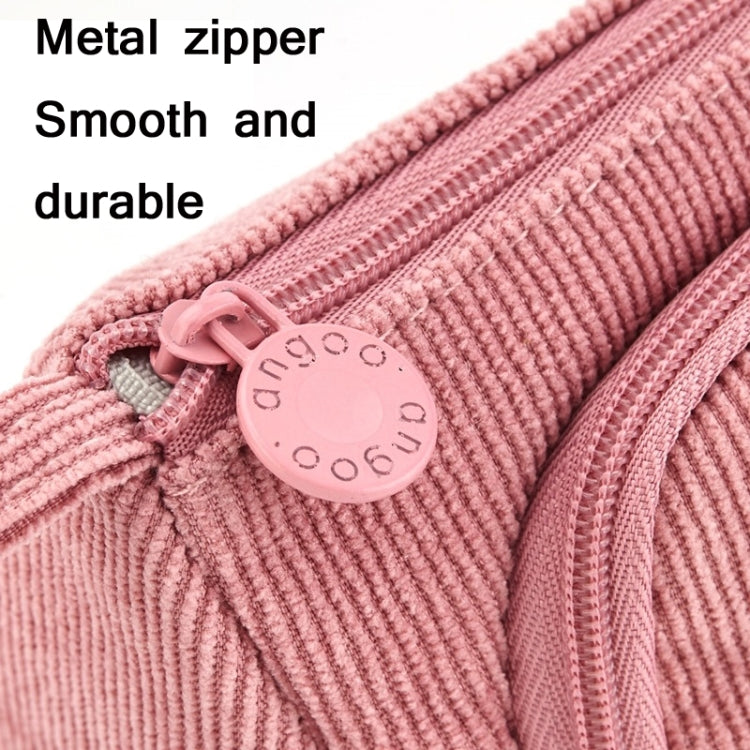 Angoo Student Large-Capacity Stationery Bag Portable Gift Cosmetic Bag(Bean Pink Corduroy)