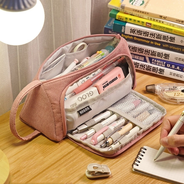 Angoo Student Large-Capacity Stationery Bag Portable Gift Cosmetic Bag(Bean Pink Corduroy) - free shipping - PMC Jewellery - Order now!