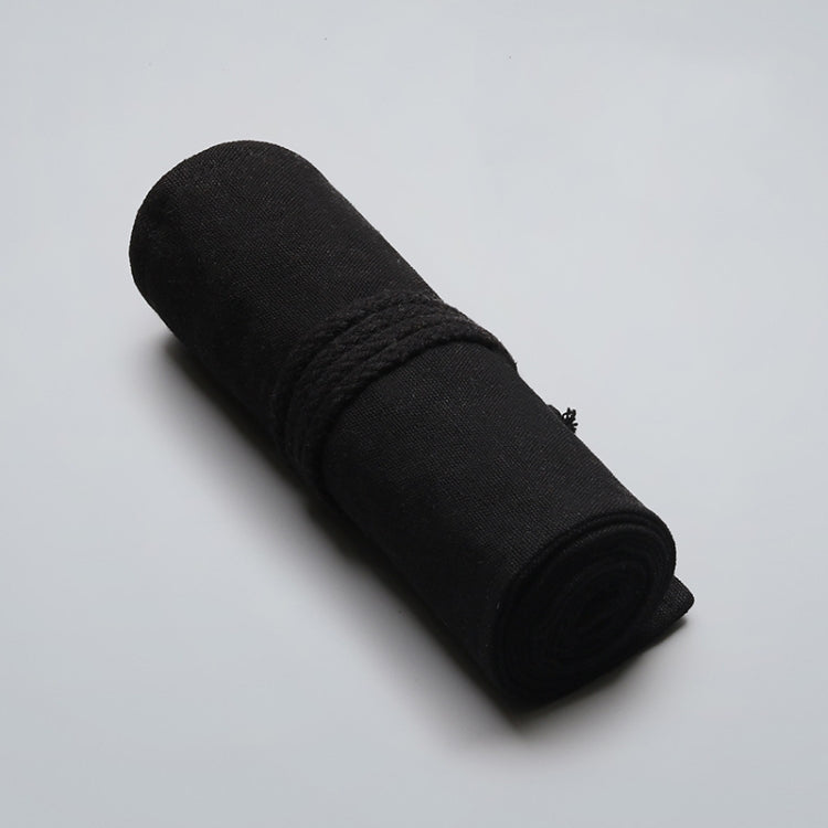 48  Holes Pure Black Handmade Canvas Roll Pen Bag Large Capacity Boy And Girl Sketch Color Pencil Curtain