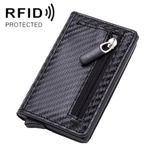 Automatic Cartridge Male Ladies Stainless Steel Credit Card Package RFID Business Card Box(Carbon Fiber Black) - free shipping - PMC Jewellery - Order now!