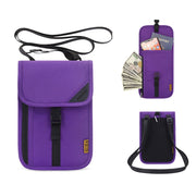 1062 Travel Passport Bag RFID Multi-Function Document Holder Hanging Neck Ticket Protective Case(Purple)