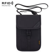 1062 Travel Passport Bag RFID Multi-Function Document Holder Hanging Neck Ticket Protective Case(Black)