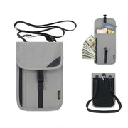 1062 Travel Passport Bag RFID Multi-Function Document Holder Hanging Neck Ticket Protective Case(Light Grey)