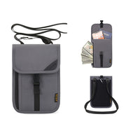 1062 Travel Passport Bag RFID Multi-Function Document Holder Hanging Neck Ticket Protective Case(Gray)