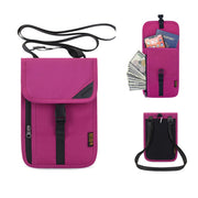 1062 Travel Passport Bag RFID Multi-Function Document Holder Hanging Neck Ticket Protective Case(Rose Red)
