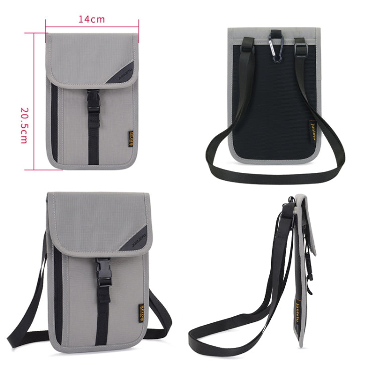 1062 Travel Passport Bag RFID Multi-Function Document Holder Hanging Neck Ticket Protective Case(Black)