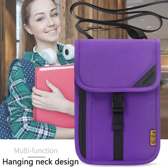 1062 Travel Passport Bag RFID Multi-Function Document Holder Hanging Neck Ticket Protective Case(Gray)