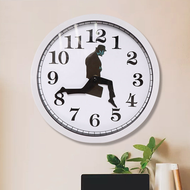 Walking Clock Businessman Briefcase Glass Wall Clock Personality Clock Decoration Round Clock(White) - Wall Clock by PMC TechLife | Online Shopping South Africa | PMC TechLife