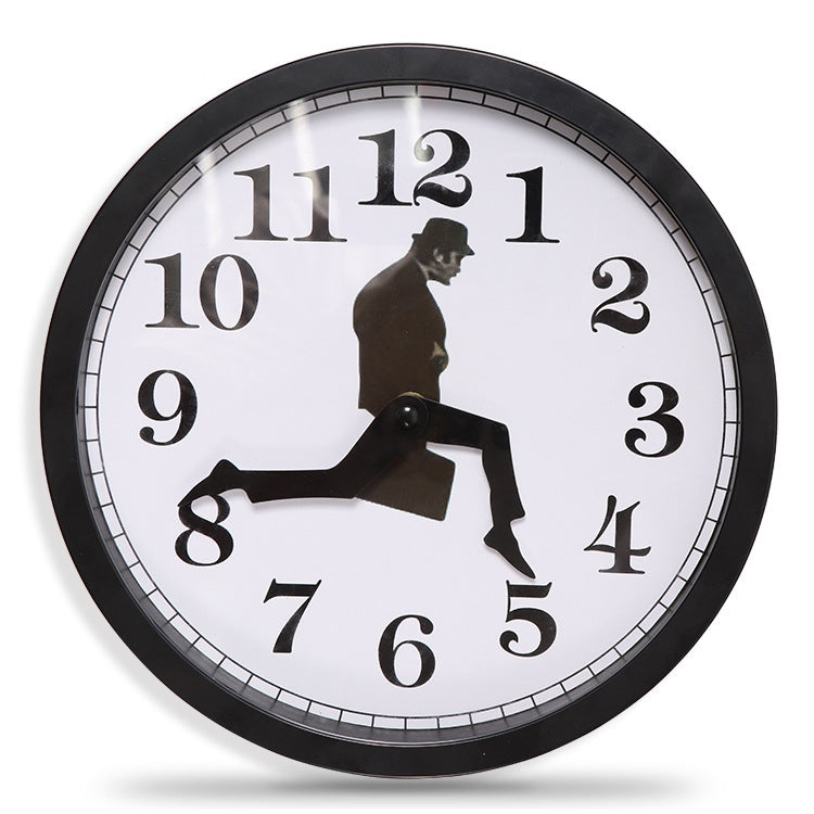 Walking Clock Businessman Briefcase Glass Wall Clock Personality Clock Decoration Round Clock(White) - Wall Clock by PMC TechLife | Online Shopping South Africa | PMC TechLife