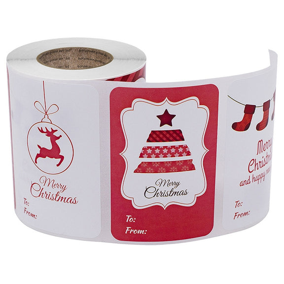 LG-Q090904-50/75 Red Christmas Elk Sticker Self Adhesive Gift Label, Size: 50x76mm(Red)