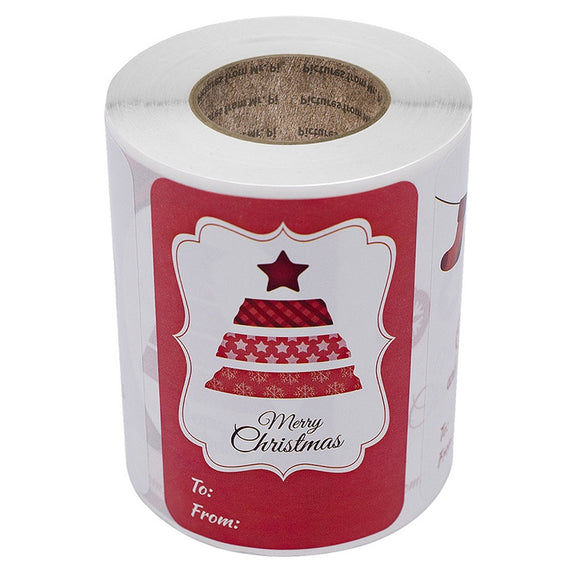LG-Q090904-50/75 Red Christmas Elk Sticker Self Adhesive Gift Label, Size: 50x76mm(Red)