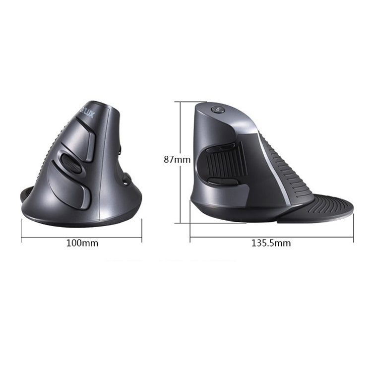 DELUX M618 6-Keys Vertical Snail Ergonomic Wireless Mouse(Black) - Wireless Mice by DELUX | Online Shopping South Africa | PMC Jewellery | Buy Now Pay Later Mobicred